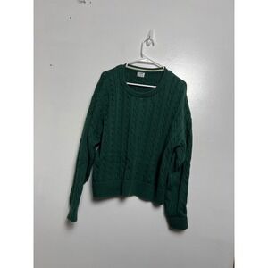 Cotton On‎ Womens Forest Green Cable Knit Cotton Pullover Sweater S Twee Earthy